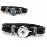 1 bracelet noir pr bouton pression métal diy 21cm long... - Miniature